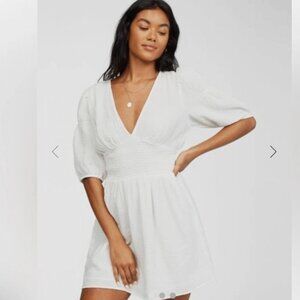 Billabong Spellbound Mini Dress White Size Small Cotton Gauze